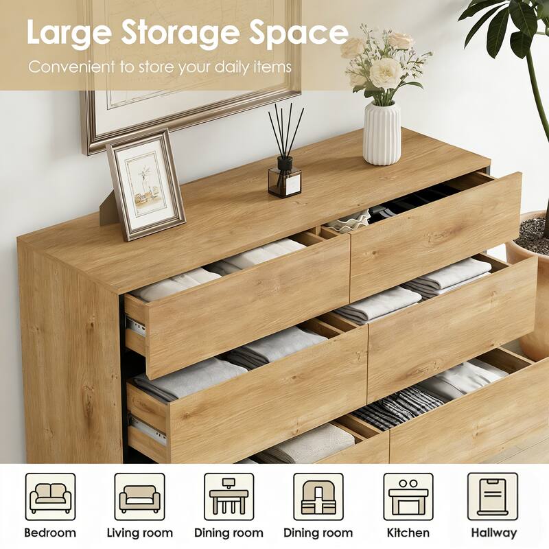 WAMPAT Modern Sideboard with Adjustable Shelves, 3 in 1 Storage Cabinet with Glass Doors, Coffee Bar Cabinet for Kitchen