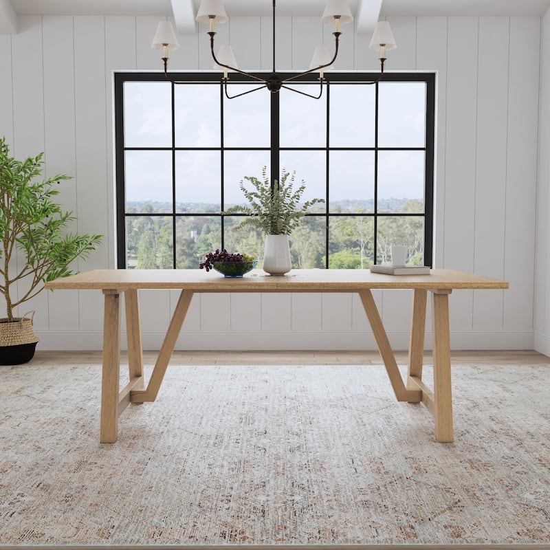 Trestle Brown Wood Dining Table - 82" x 30" x 38"