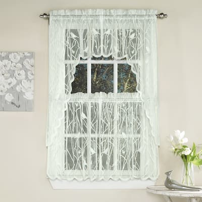 Luxurious Old World Style Lace Kitchen Curtains- Tiers OR Valance in Cream