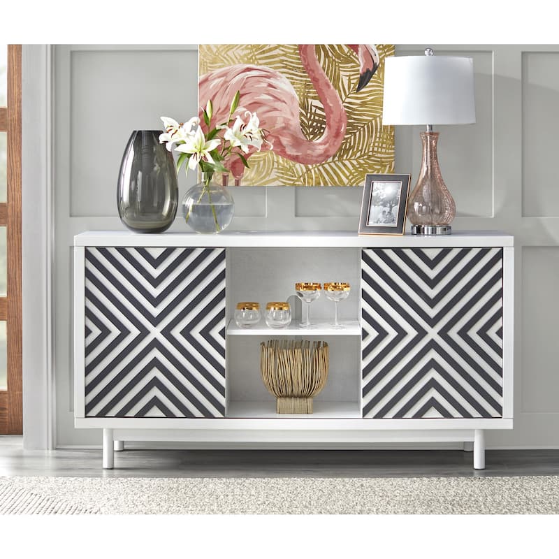 Lifestorey Mason Mid-century Modern Buffet/Sideboard - White/Black