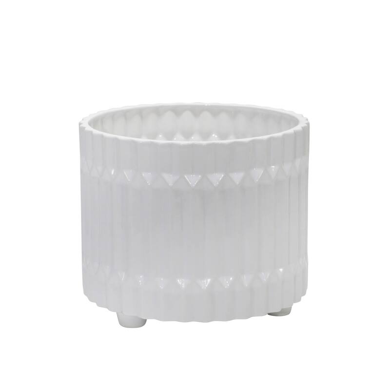 Sagebrook Home Indoor Outdoor Ceramic Textured Footed Planters Set of 2