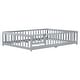 preview thumbnail 44 of 43, White Full Size Wooden Floor Bed with Fence & Door, Rubber, Safety Guardrails