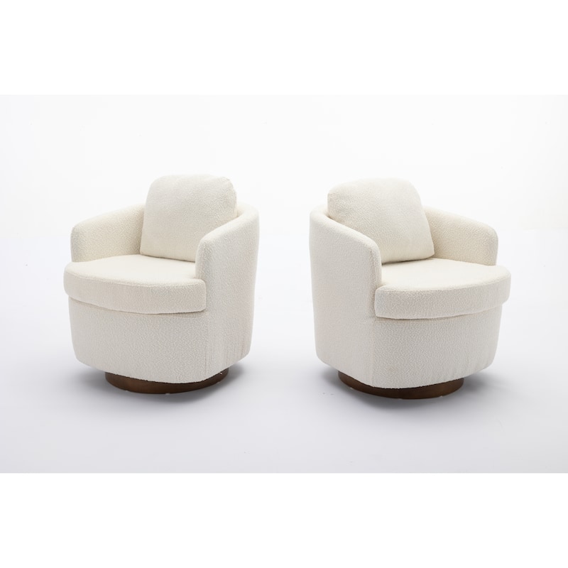 30.3" Swivel Accent Chair with Wood Base