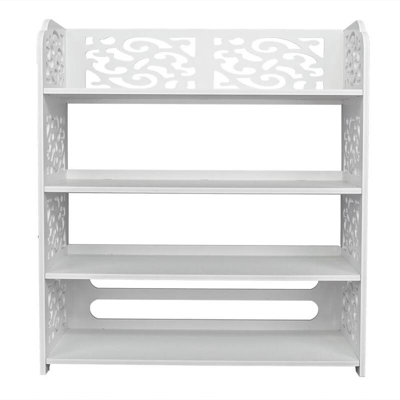 4-Tiers Wood-plastic Board Shoe Rack White - White