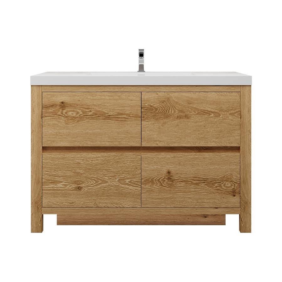 Luxury Modern 48" Freestanding Bathroom Vanity with Integrated Acrylic Sink and Soft Close Drawers (Louis Collection)