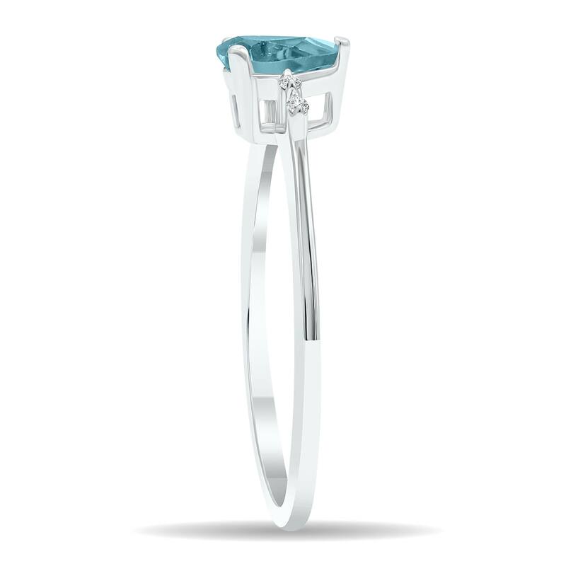 Women's Aquamarine and Diamond Sparkle Ring in 10K White Gold