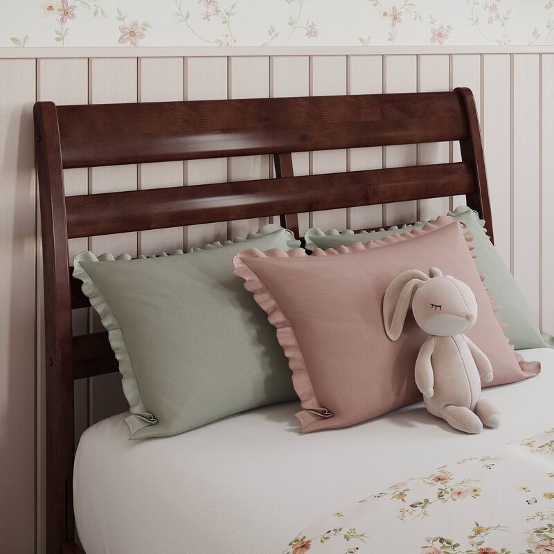 Solid Wood Headboard King Size - Walnut Finish, USB Charger, Modern Bedroom Decor