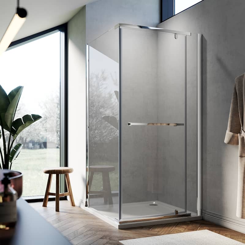 Elegant 36 in. W x 36 in. D x 72 in. H Corner Square Shower Enclosure with 3 Pivot Doors in Chrome Finish - With No Base