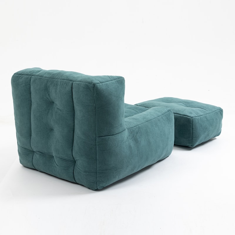 Green Modern 38.5" Velvet Upholstered Accent Chair with Memory Foam and Ottoman for Living Room