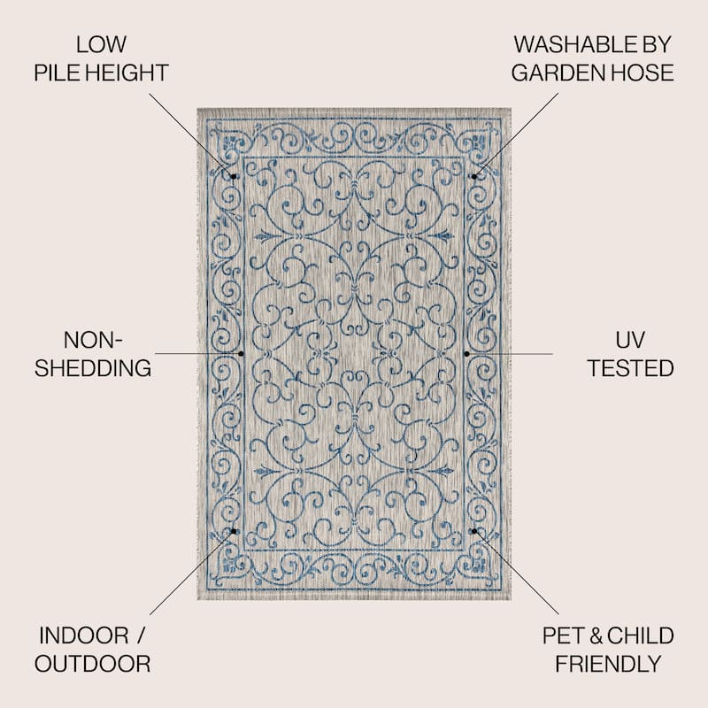 JONATHAN Y Filigree Textured Weave Indoor/Outdoor Area Rug