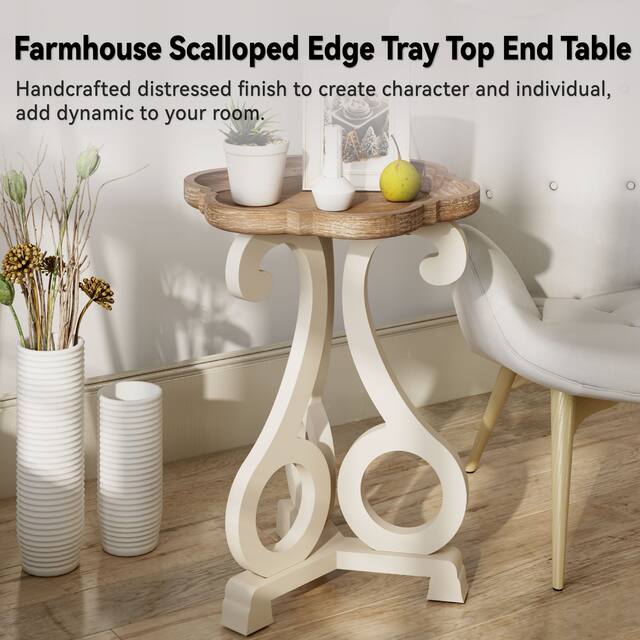 COZAYH Rustic Farmhouse Cottagecore Accent End Table