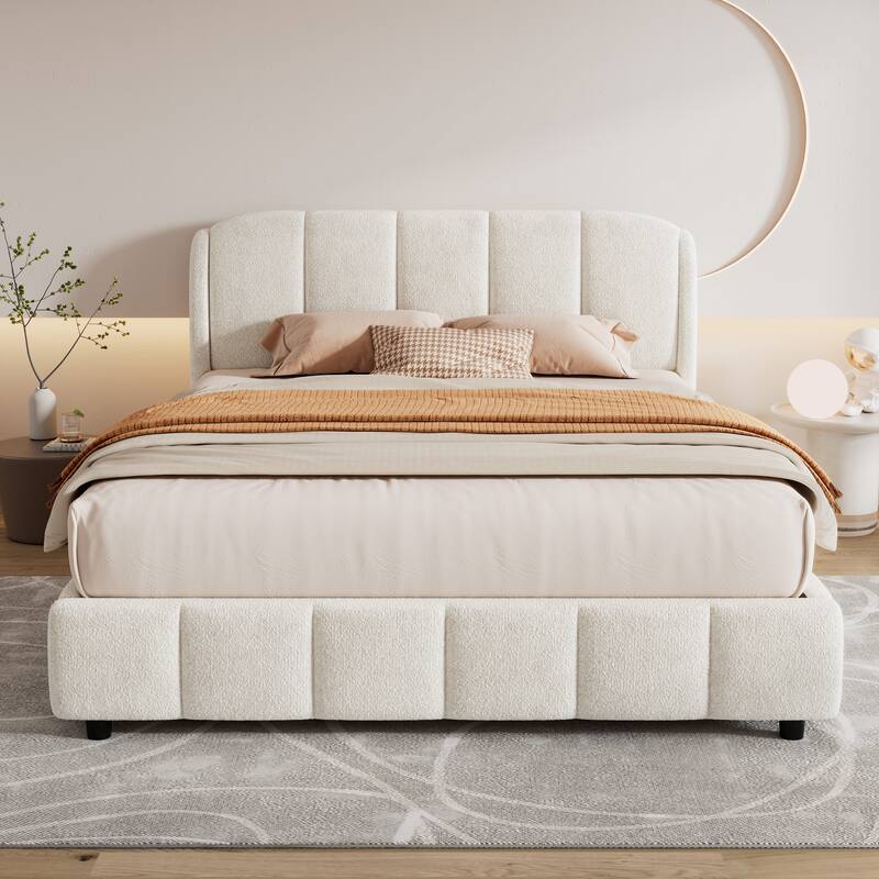 Christopher Knight Home Queen Size Platform Bed with Curve-Shaped Design Headboard