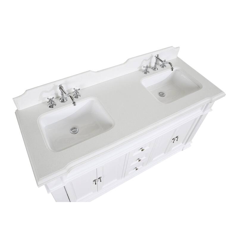 KitchenBathCollection Elizabeth 60" Double Bathroom Vanity with Quartz Top