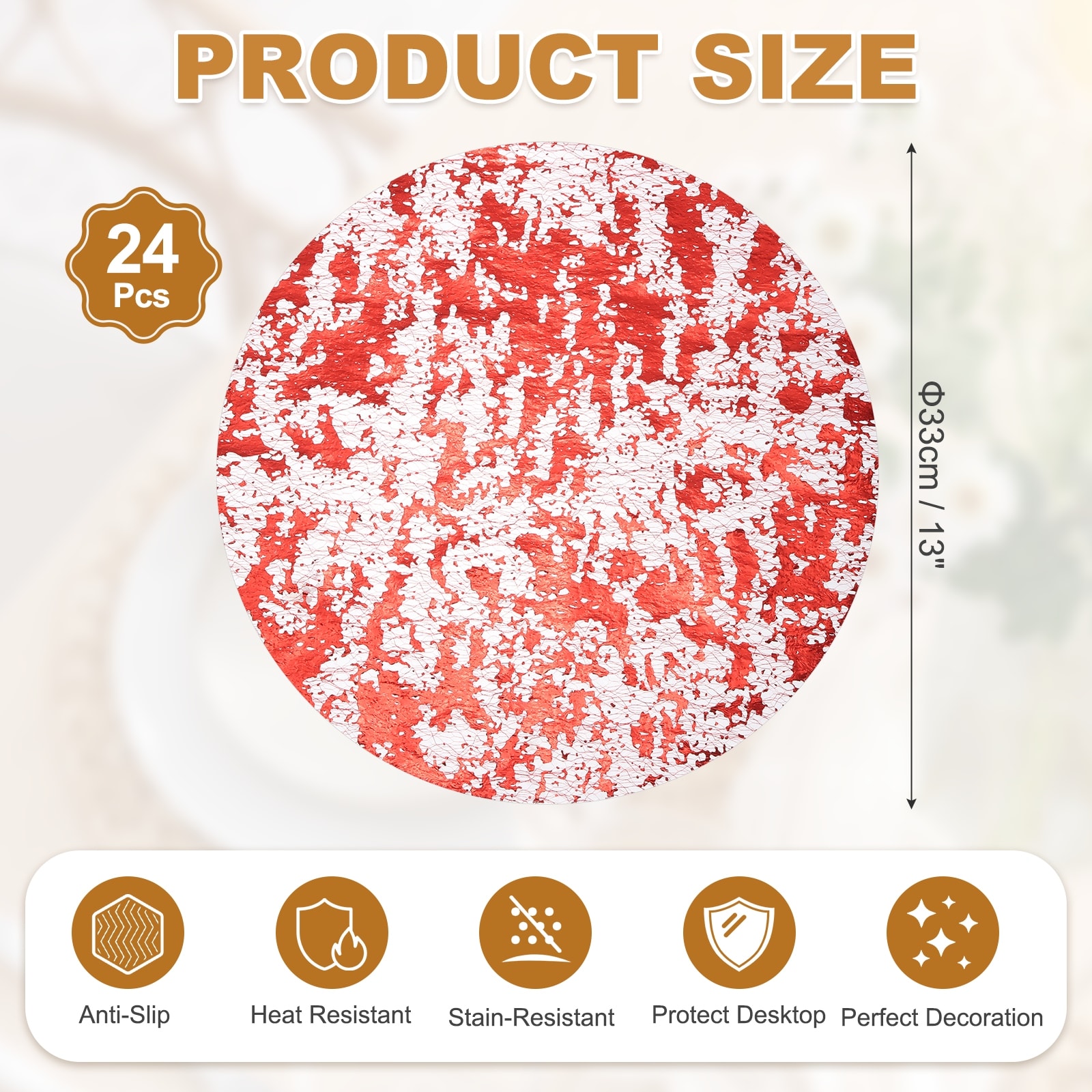 Disposable Round Placemats, Chargers Place Mats Metallic Thin Mesh Table Mates Pressed Foil Table Doilies for Dining