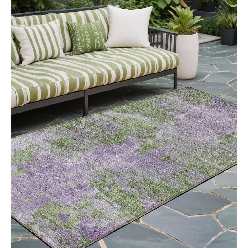 Rasi Contemporary Abstract Weather Resistant Versatile Elegance Outdoor Rug - 8' Runner - Multi