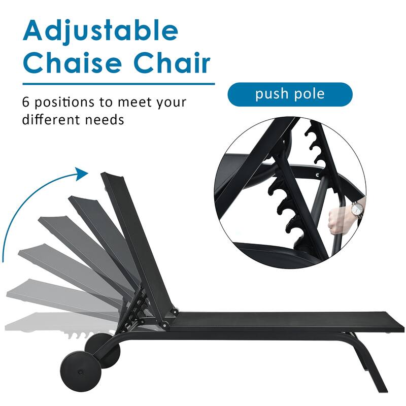 Costway Outdoor Lounge Chair Chaise Reclining Aluminum Fabric - See Details