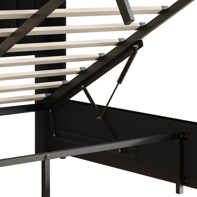 CraftPorch Minimalist Wingback Platform Lift Up Storage Bed