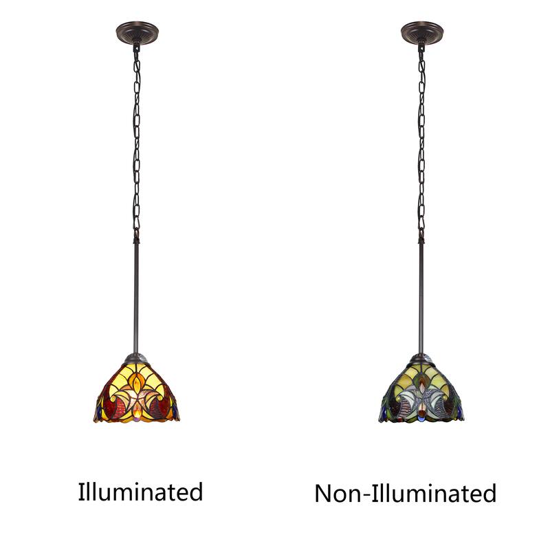 Tiffany-Style Victorian Design 1-light Dark Bronze Hanging Pendant