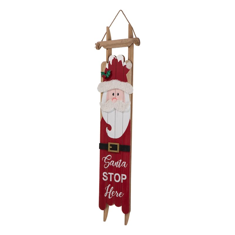 Glitzhome 42"H Wooden Christmas Sleigh Snowman or Santa Porch Sign