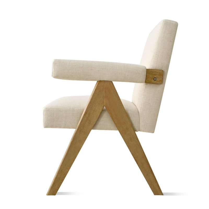 Linen Dining Chair with Arms
