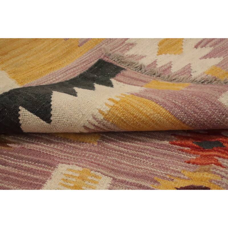 Hand Woven Oriental 100% Wool Carpet Southwestern Tribal Pink Kilim Area Rug - 5' 7'' X 3' 11''