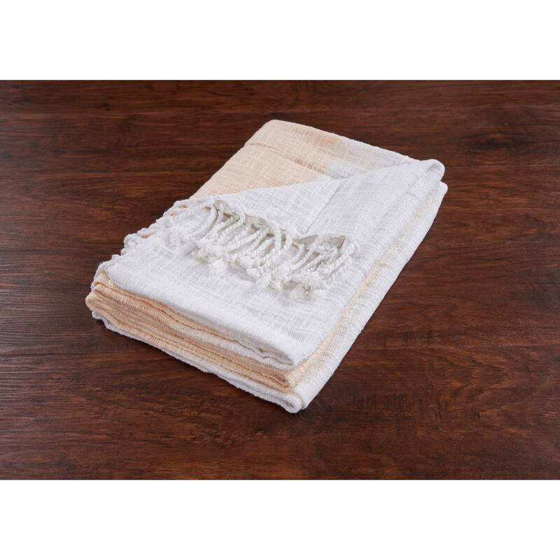 Sevita Ombre Handwoven Standard Size Throw Blanket with Fringe