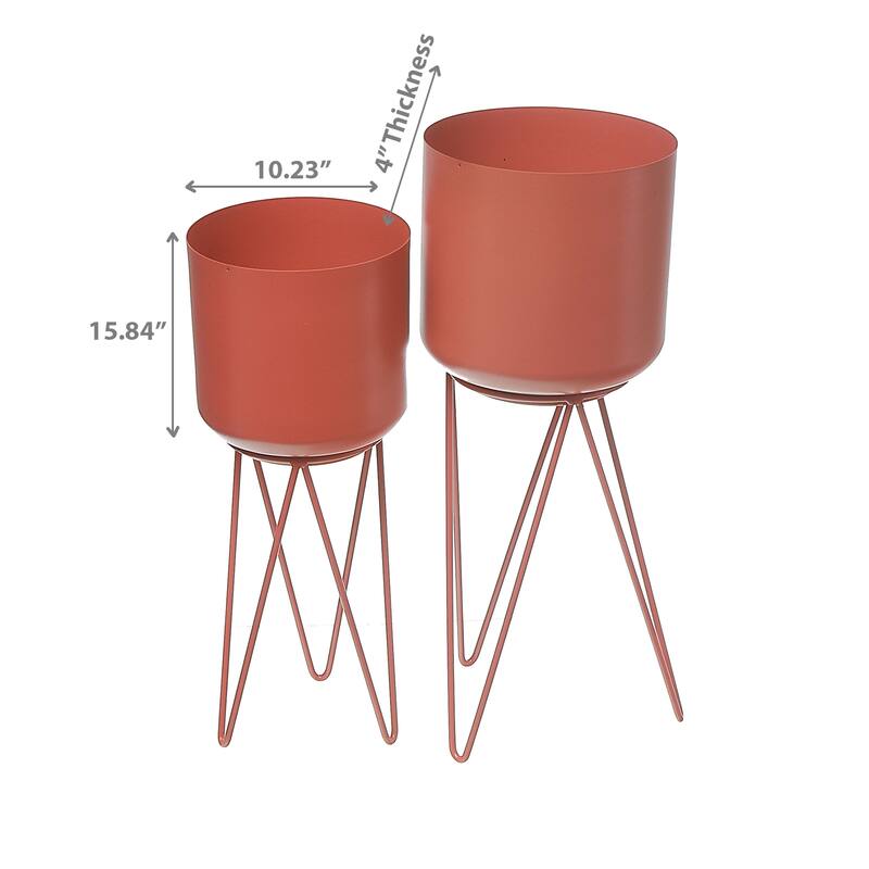 Planters With Tripod Stand Rust Set of 2