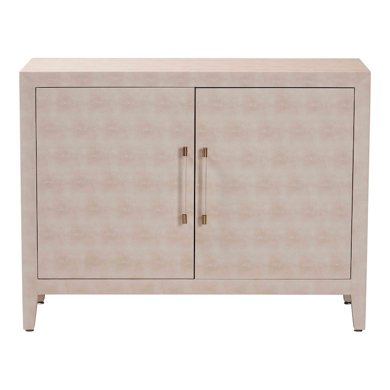 Nira Faux Shagreen Storage Cabinet - Contemporary 2-Door Accent Sideboard with Sleek Metal Handles, for Entryway or Living Room