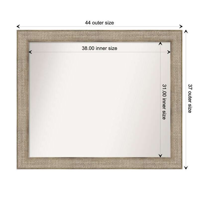 Trellis Silver Framed Non-Beveled Custom Wall Mirror, Bathroom Vanity Mirror - Outer Size: 44 x 37