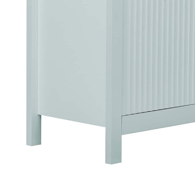 Entryway Buffet Cabinet with Wave 2-Door and 3 Drawers, Adjustable Shelves for Stylish Storage