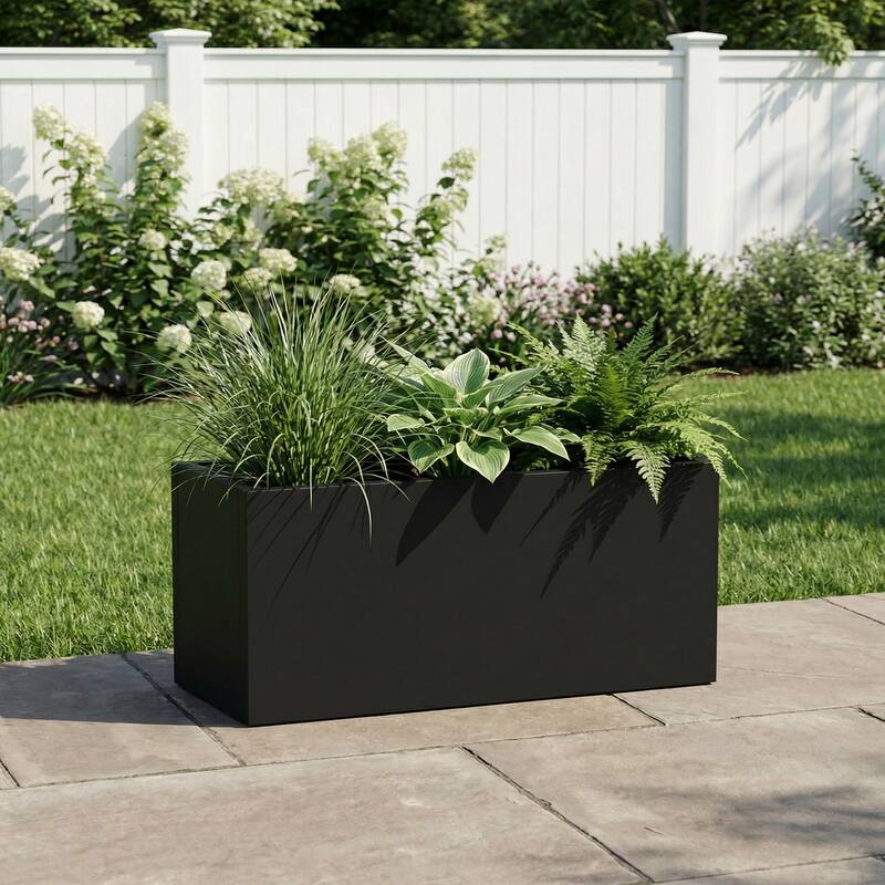Metal Planters for Outdoor Plants Planter Box - Black-1PC - 24"x10"