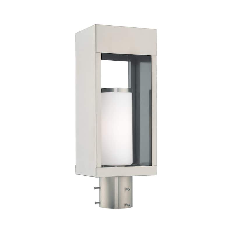Livex Lighting Bleecker Single Light 17" Tall Outdoor Single Head Post - Brushed Nickel