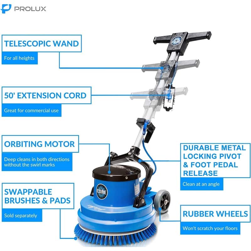 Prolux Core 15" Heavy-Duty Commercial Floor Buffer & Scrubber LOADED - Blue - 15" Cleaning Path