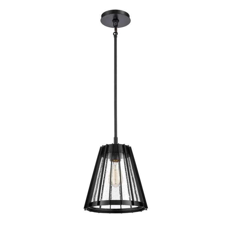 Open Louvers 10-inch Wide 1-Light Pendant in Matte Black - 10in W x 10in D x 12in H