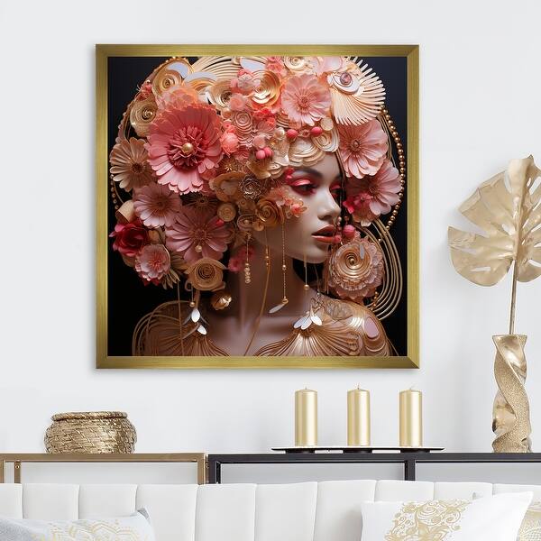 Wall Art Stylish Gold and Pink Framed Pink Gold Abstract Ribbon Painting Original Painting on  main image 4