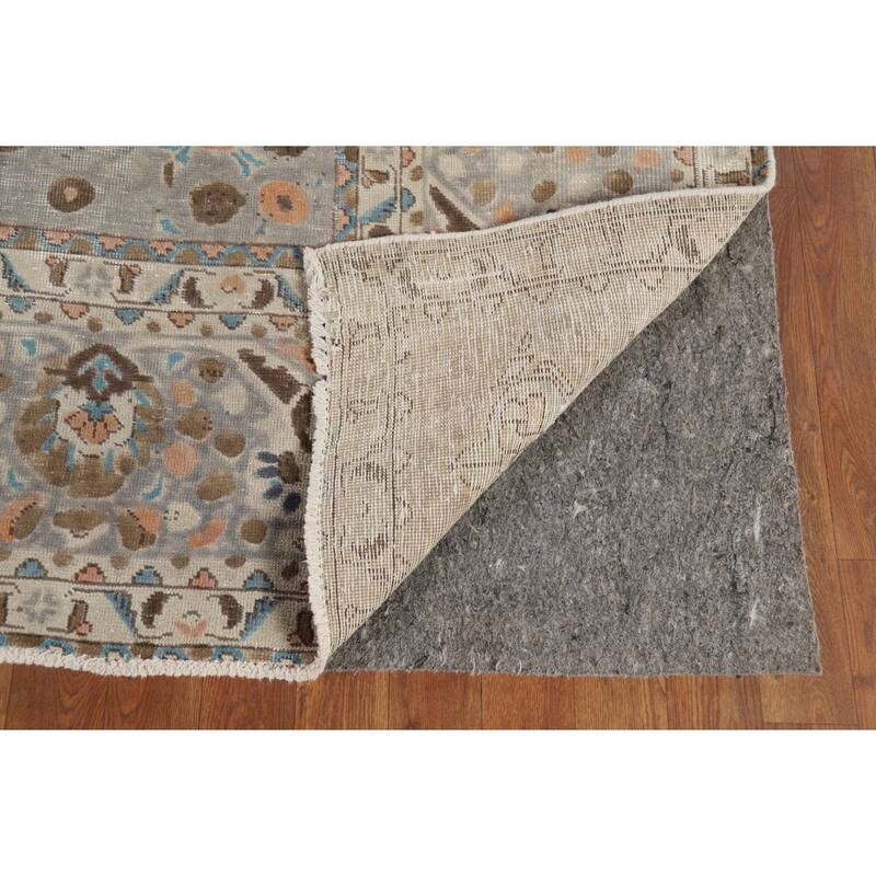 Distressed Tabriz Vintage Persian Area Rug Handmade Wool Carpet - 9'9" x 12'6"