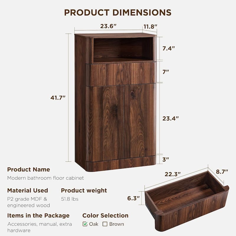 24" Modern Bathroom Storage Cabinet, Wide Cabinet For Living Room