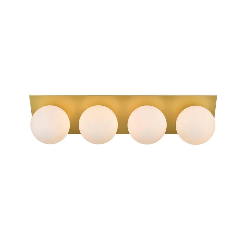 Jinzo 1 Light Black and Frosted White Bath Sconce - Brass - 29