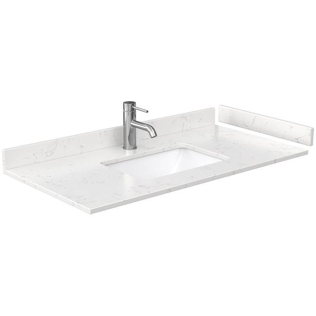 Wyndham Collection 42" Single Vanity Top with Undermount Rectangular - Carrara Cultured Marble