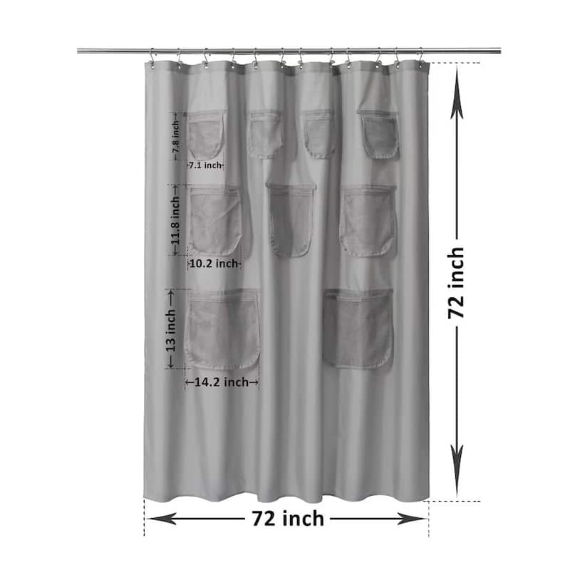Mesh Pocket Water Repellent Shower Curtain