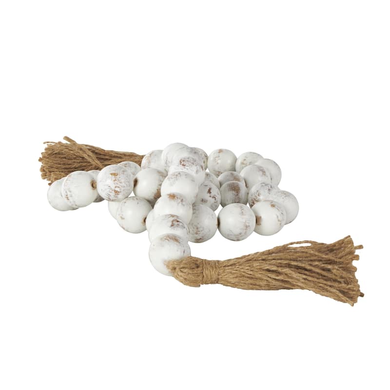 Brown Glass Handmade Round Extra Long Frosted Orb Beaded Garland with Tassel with Knotted Jute Rope