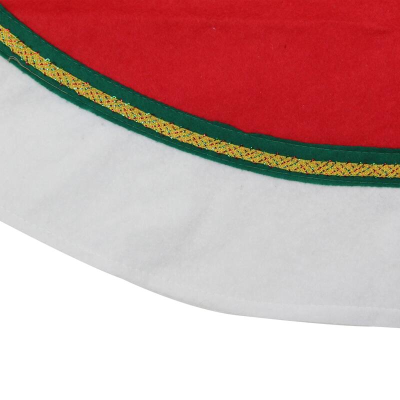 Traditional Christmas Tree Skirt with Ribbon Trim - 36" - Red and White
