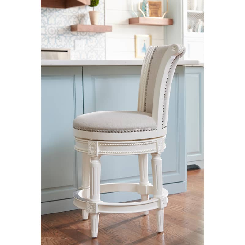 NewRidge Home Goods Chapman Counter Height 26in. Swivel Barstool, Farmhouse White