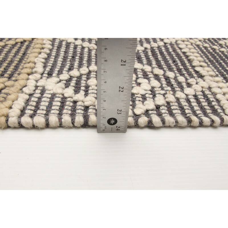 ECARPETGALLERY Braid weave Sienna Grey Wool Rug - 5'0 x 8'0