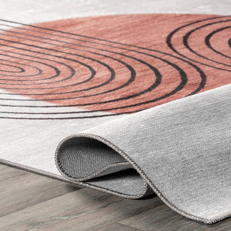 Nuloom Martine SpinClean Abstract Sun Machine Washable Area Rug