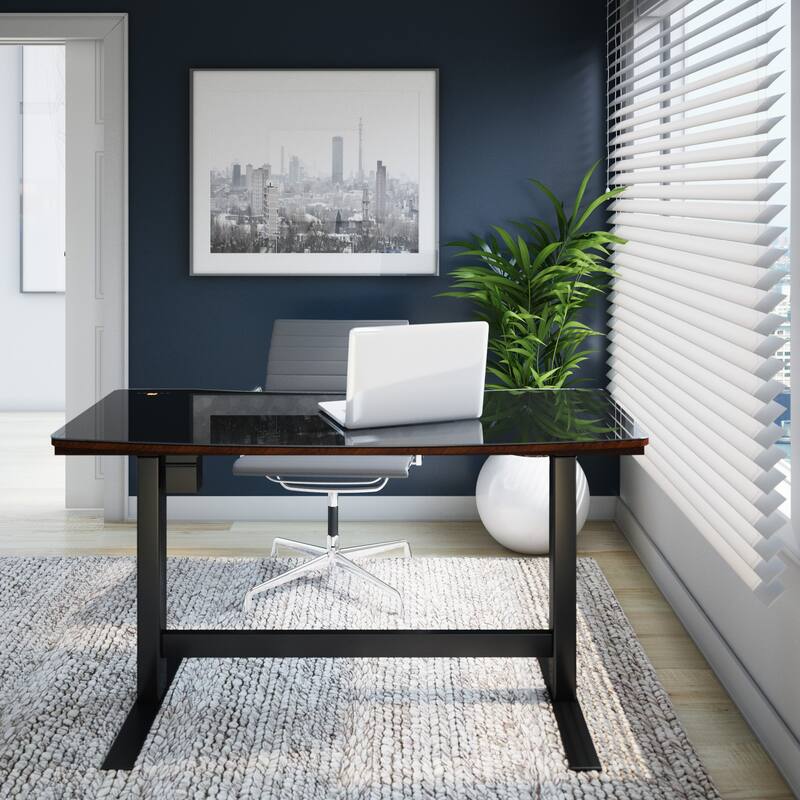 Twin Star Home™ Uptown Loft™ Adjustable Height Desk, Meridian Cherry