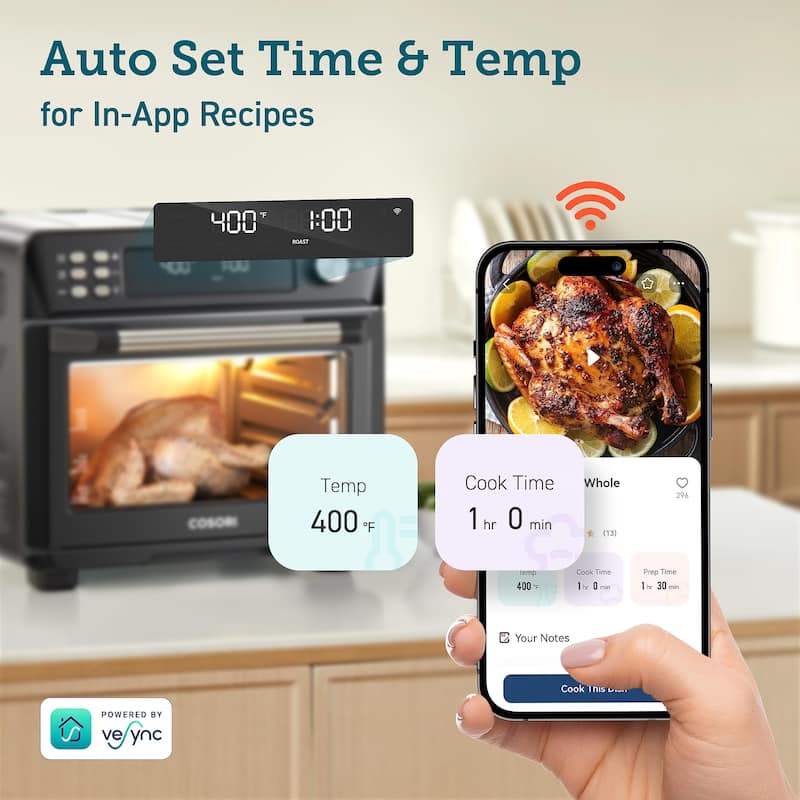 Air Fryer Combo, 12in1, 26QT Convection Oven Countertop, with Toast, Bake, and Broil, Smart, 6