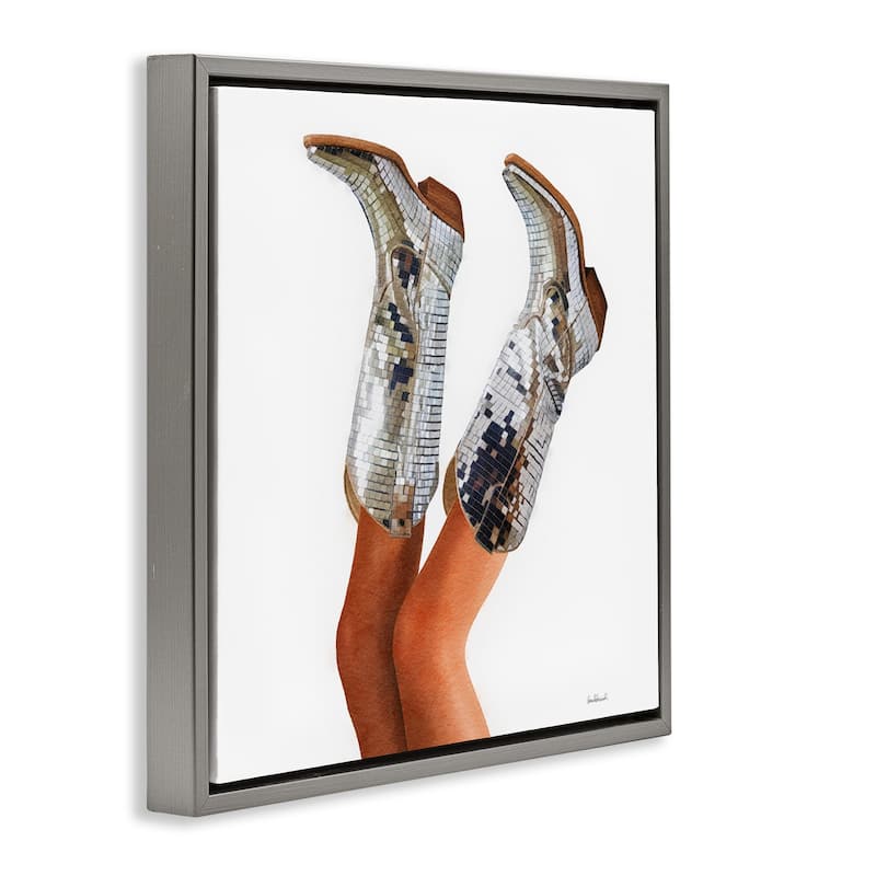 Stupell Glitzy Glam Cowgirl Boots Framed Floater Canvas Wall Art Design By Amanda Greenwood