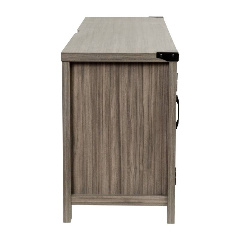 59" Modern Farmhouse Media Console with Barn Doors & Adjustable Shelf