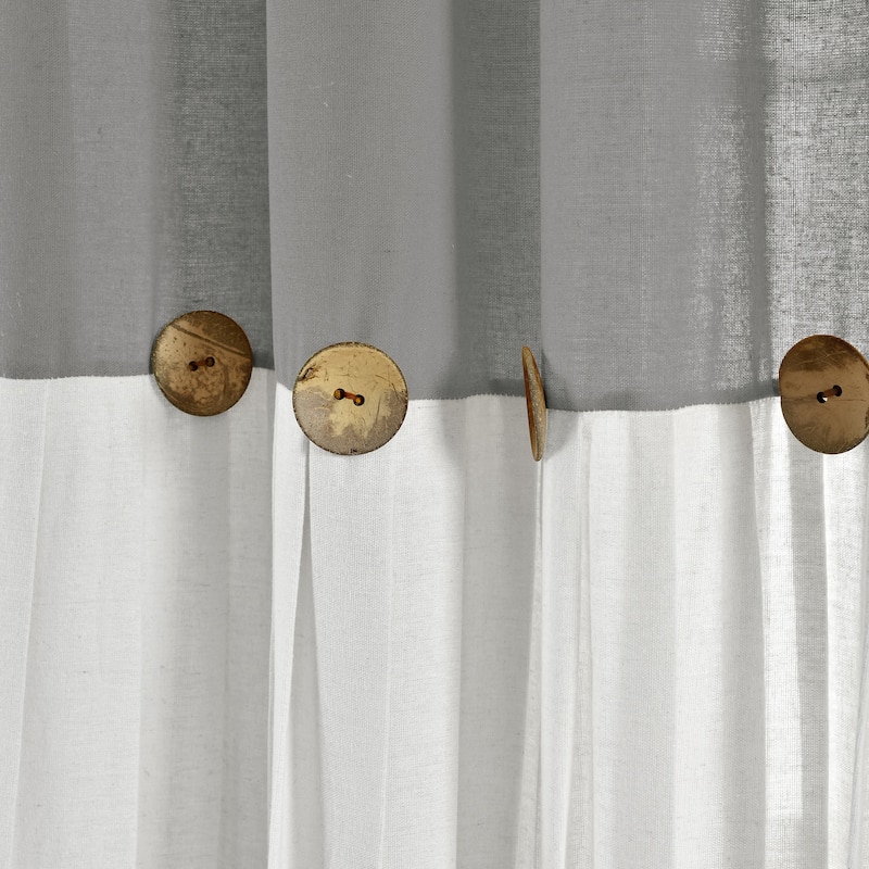 Lush Decor Linen Button Single Panel Window Curtain - 84"L x 40"W - Dark Gray/Off-White